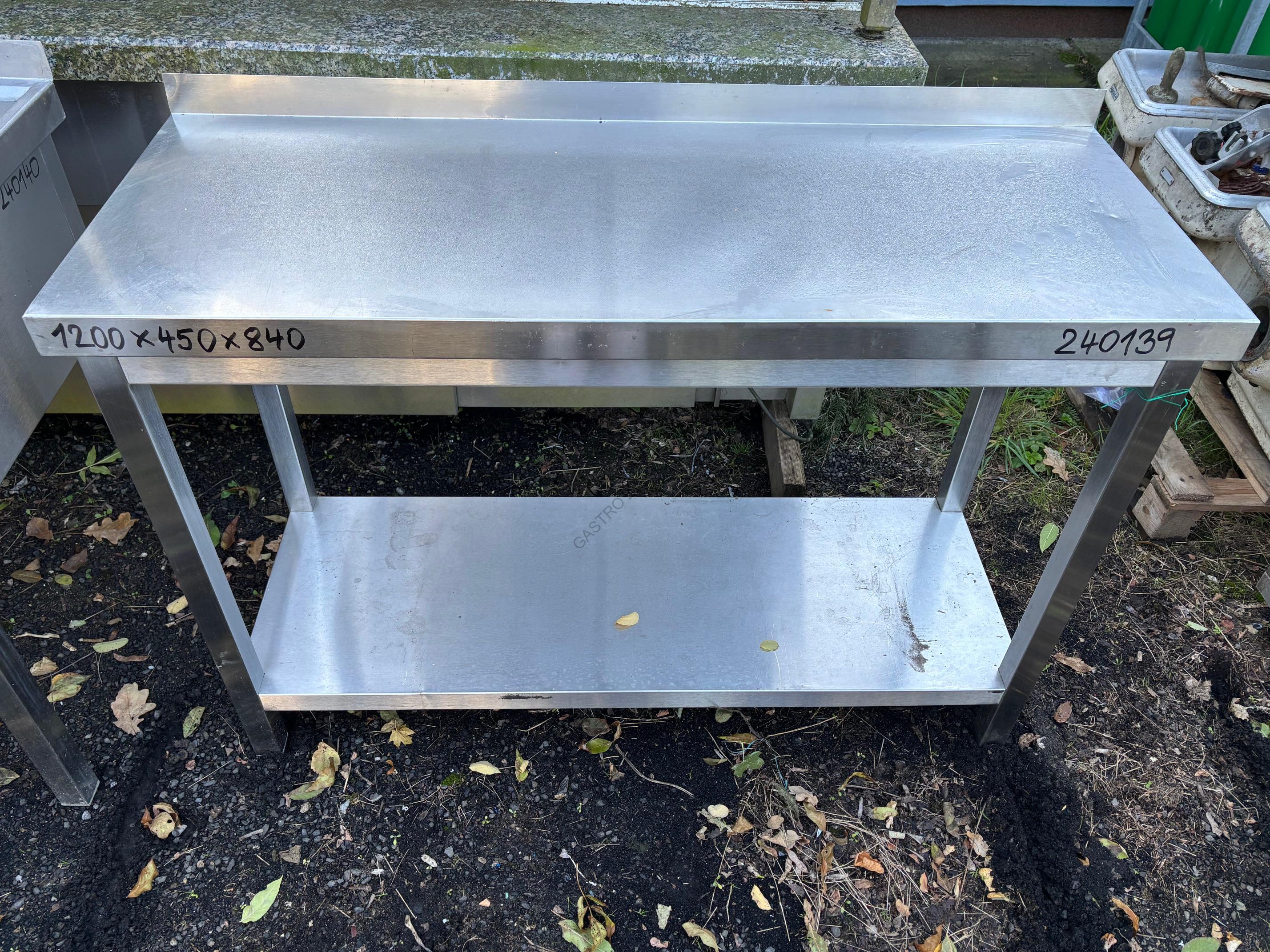 Stůl - nerez s policí,ZL 1200x450x840