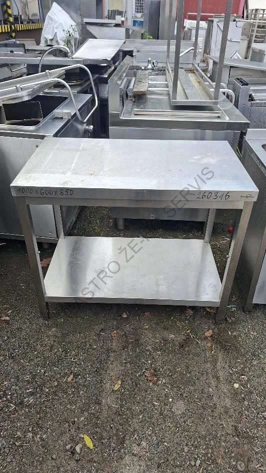Nerezový pracovní stůl s policí 1000 × 600 × 850 mm – BAZAR