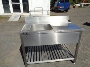 Vstupní stůl k myčce - nerez,dřez (450x450x250)roštová police,ZL  1200x750x850