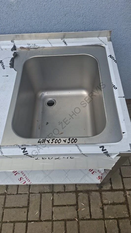 260246 Pracovní stůl nerez. s policí, dřez v pravo prolam. deska 1600x700x900 NOVÝ