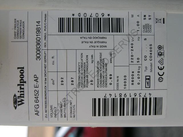 Whirlpool Mrazící truhla AFG 6452 E-AP 1340x600x900