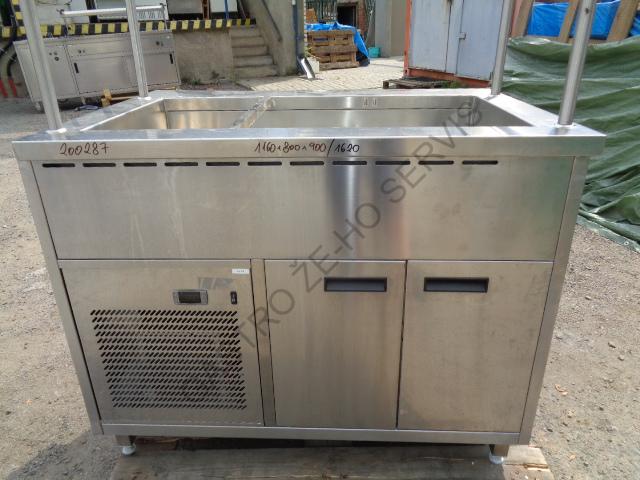 Chladící vana 3x GN1/1 s nástavbou - nerez,dvířka,agregát vlevo  1160x800x900/1620