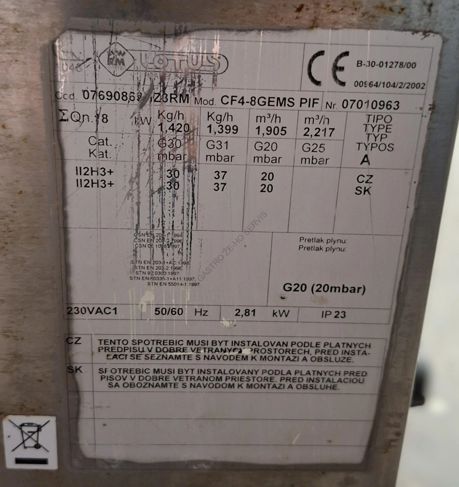 Plynový sporák RM Lotus - GF4 - 8GEMS s EL.troubou