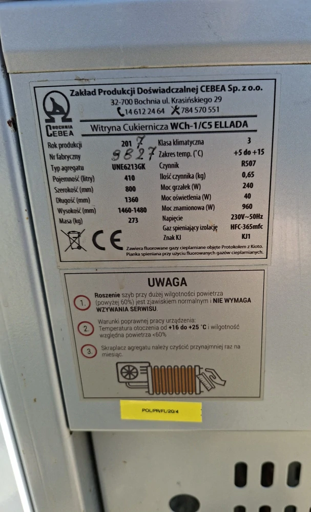 260053 Cukrárenská vitrína WCH-1/C5 1360 ELLADA