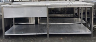 Stůl - nerez s policí,dřez vlevo (400x400x250)LZPL  2355x700x900