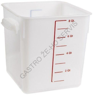 Nádoba polyethylenová s odměrkou a uchy 7,6l. 220x220x230