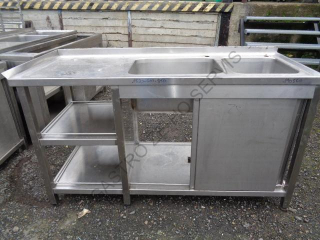 Dvoudřez - nerez s posuvnými dvířky,2x police,ZLL (340x400x200 + 500x400x250)