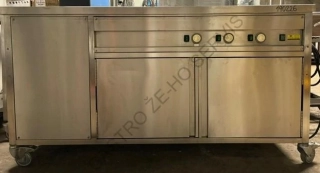 Výdejní stůl - nerez,vana GN 1/1,ohřevná deska,dech. clona,ohřívač talířů,infra,pojízdný  