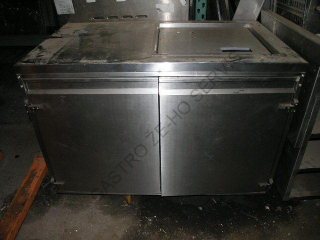 Nerezový stůl opláštěný,dveře + pojezd koše  1200x700x900