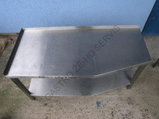 Stůl nerezový 1340x600x700  1x police  LZL zkosený