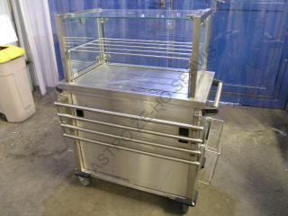 Vitrína výstavní - nerez,pojízdná,pojezdová dráha  900x810x1300