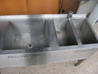 Stůl barový - nerez,2x dřez (430x380x300) 2x vana na led (200x380x200),ZL 1900x480x760