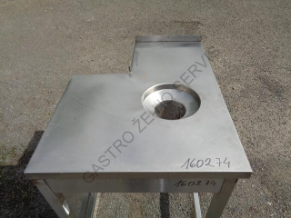 Stůl - nerez,oplechovaná levá strana,otvor na drtič  700x920/560x850