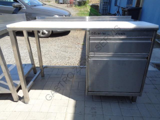 Stůl - nerez s krájecí nierolenovou deskou,vpravo zásuvka,vyklápěcí koš,ZL  1310x700x900