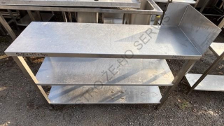 Pracovní stůl - nerez ATYP,2x police,P + částečně ZL  1400x455x900