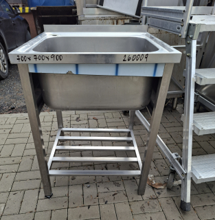 260009 Nerez dřez s roštovou policí 700x700x900