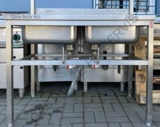 Dvoudřez - nerez ATYP,2x vypouštěcí sítko,prolis,ZL (2x 500x500x250)  1200x700x900