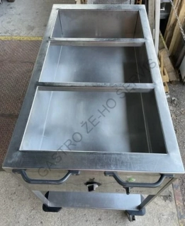 Ohřívací vana 3x GN1/1 - EKG-3,nerez s policí,ovládání na kratší straně,pojízdná  