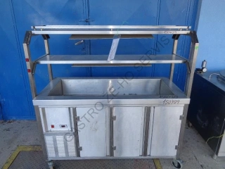Chladící vana 1560x700x900/1500 4x GN 1/1 s nástavbou pojízdná 3x křídlová dvířka