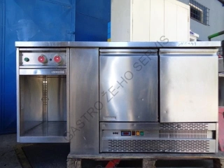 Chladící stůl s dvířky + dvouplotýnkové vařidlo E-2/700ZS vlevo 1500x700x840